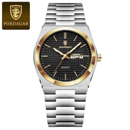 POEDAGAR Top Business Man Watch Luminous Waterproof Stainless Steel Men Wristwatch Date Week Quartz Fashion Casual Men's Watches
