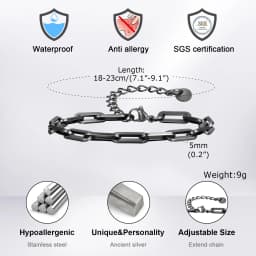 Vintage Chain Bracelets for Men Boys,Byzantine Stainless Steel Braided Link Wristband,Retro Jewelry Birthday Father Gifts