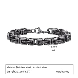 Vintage Chain Bracelets for Men Boys,Byzantine Stainless Steel Braided Link Wristband,Retro Jewelry Birthday Father Gifts