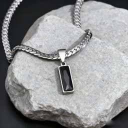 Stylish Mens Geometric Stone Pendent Necklaces,Stainless Steel Flat Cuban Chain Collars,Hip Hop Jewelry Gifts for Him Boys