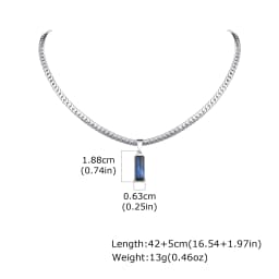 Stylish Mens Geometric Stone Pendent Necklaces,Stainless Steel Flat Cuban Chain Collars,Hip Hop Jewelry Gifts for Him Boys
