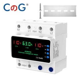 CG LED Display Automatic Transfer Switch 63A 110V Adjustable 2P Dual Power ATS DIN Rail Mount Over Voltage Current Protector