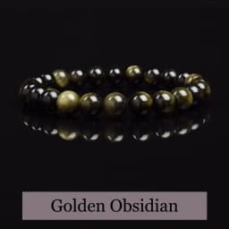Natural Golden Obsidian Stone Beads Bracelet Men Women Golden Light Rainbow Obsidian Raw Stone Round Bead Natural Energy Jewelry