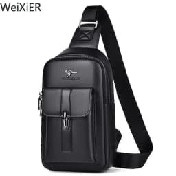 Chest Bag Men's Leather Shoulder Bag Sports Multi-function Cross Body Running Waterproof Training Travel Messenger Pack Handbag