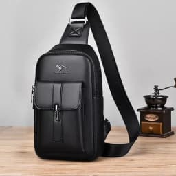 Chest Bag Men's Leather Shoulder Bag Sports Multi-function Cross Body Running Waterproof Training Travel Messenger Pack Handbag