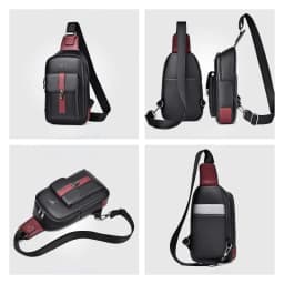 Chest Bag Men's Leather Shoulder Bag Sports Multi-function Cross Body Running Waterproof Training Travel Messenger Pack Handbag