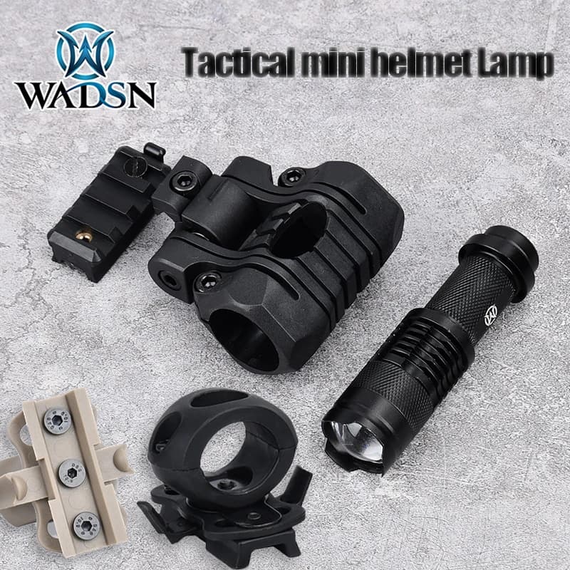 Wadsn Mini Helmet Lamp White Light LED Flashlight Fit FAST HELMET Outdoor Tactical signal Optical hunting equipment Nylon Clamp