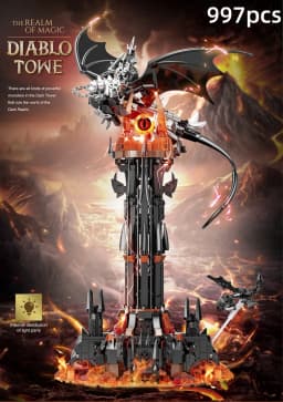Moc-Lord Movie Rings Model The Fell Beast Magic Tower Building Blocks Fortress Castle Creative Assemble Bricks Toys Gift For Ki
