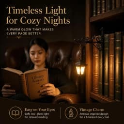 Mini Vintage Library Lantern Book Nook Light,Gothic Bookshelf Decor w/Warm Glow,Desk Accent Lamp,Reading Room Home Office,Gift