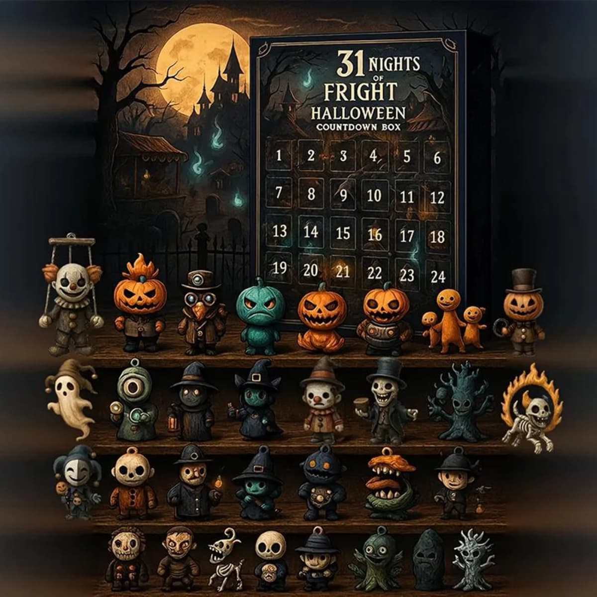 31 Nights Of Fright For Halloween Countdown Box 2025 Advents Calendar For Halloween With 31 Spookys Surprise Toys For Kids