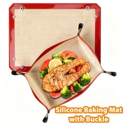 Silicone Baking Mat with Buckle - Leakproof, Non-Stick Silicone Fiber Oven Mat,Snap-Together Corners Form Leakproof Baking Tray
