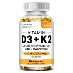 Vitamin D3 5000IU and 120 Mcg Vitamin K2 Capsules for Calcium Absorption, Bone Regeneration, Immune Support, Easy To Melt