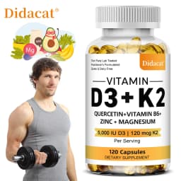 Vitamin D3 5000IU and 120 Mcg Vitamin K2 Capsules for Calcium Absorption, Bone Regeneration, Immune Support, Easy To Melt