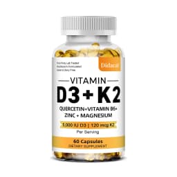 Vitamin D3 5000IU and 120 Mcg Vitamin K2 Capsules for Calcium Absorption, Bone Regeneration, Immune Support, Easy To Melt
