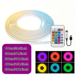 1 Roll of Low-Voltage 5V Flexible Rgb Color-Changing Neon Led Light Strip, USB Interface, with 24-Key Multi-Function Controller, Can Switch Light Colors and Adjust Light Brightness, Used for Gaming, Electric Car Decoration, House Bedroom Ceiling Wall DIY Decoration, Family Parties, Parent-Child Activities, Holiday Atmosphere, Music Stage, Ktv, and Other Decorations