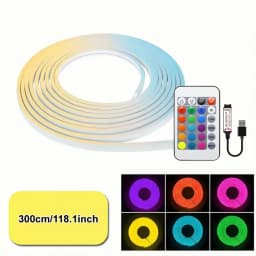 1 Roll of Low-Voltage 5V Flexible Rgb Color-Changing Neon Led Light Strip, USB Interface, with 24-Key Multi-Function Controller, Can Switch Light Colors and Adjust Light Brightness, Used for Gaming, Electric Car Decoration, House Bedroom Ceiling Wall DIY Decoration, Family Parties, Parent-Child Activities, Holiday Atmosphere, Music Stage, Ktv, and Other Decorations