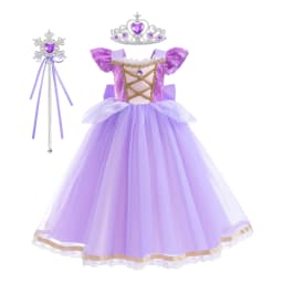 Baby Girls Deluxe Elegant Rapunzal Princess Dress Cosplay Costume Kids Halloween Birthday Party Vestido Purple Puffy Dresses