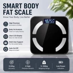 Intelligent Weight Scale, Body Fat Scale, Digital Bathroom Scale, Connected to App to Measure 17 Data Items, Supports 8 Members