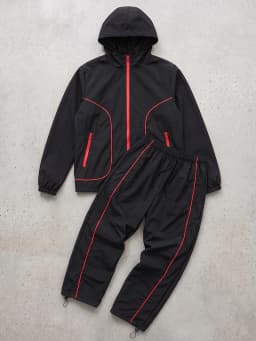 Men's Trendy 2 Piece Tracksuit Set Hooded Full Zip Windbreaker Jacket Coat Tops Quick Dry Athletic Jogger Pants Trousers
