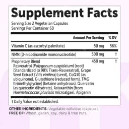 NMN Capsules 1000mg Per Serving with Resveratrol CoQ10 Vitamin C Vegan Formula Daily Wellness Supplement Clean Ingredients 120Ct