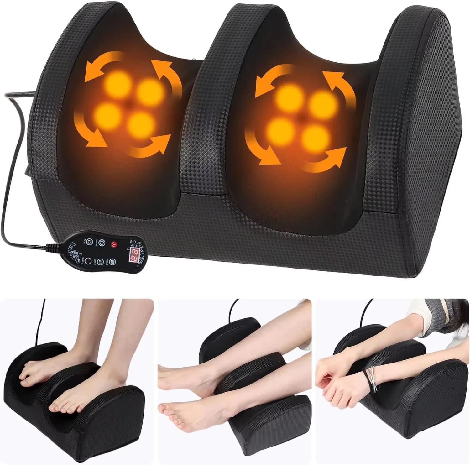 Electric Foot Massage Machine Hot Compress Massage Kneading Foot Health Care Shiatsu Roller Calf Vibrator Relieve Muscle Fatigue