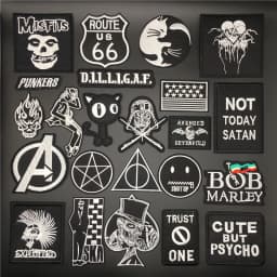 Black Punk Badges Jacket Patch Embroidered Iron Patches For Clothing Sew On Sticker DIY Appliques Decoration Rock Band