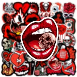 10/30/50pcs Horror Gothic Skull Stickers Cool Black Red Graffiti Toys Waterproof Motorcycle Laptop Phone Bike Car Funny Decals