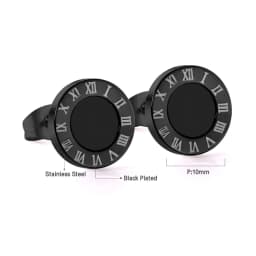 Fashion Stainless Steel Cubic Zirconia Stud Earrings Female Male Jewelry Punk Roman Numeral Black Color Piercing Aretes Hombre