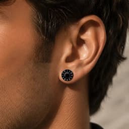 Fashion Stainless Steel Cubic Zirconia Stud Earrings Female Male Jewelry Punk Roman Numeral Black Color Piercing Aretes Hombre