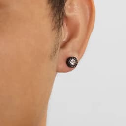 Fashion Stainless Steel Cubic Zirconia Stud Earrings Female Male Jewelry Punk Roman Numeral Black Color Piercing Aretes Hombre