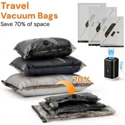 Vacuum Bags for Clothes Travel Set,Clothing Compression Bag That Saves Luggage Space,With Electric Pump for Travel & Home