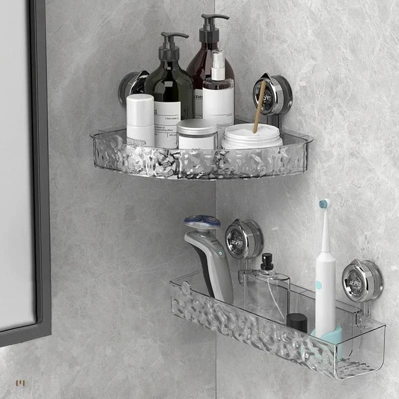Shower Room Suction Cup Bathroom Storage Shelf Basket Home Storage Organizer Shelf Decorative Easy Install Bathroom Organizer