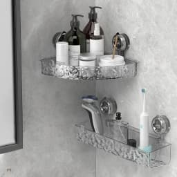 Shower Room Suction Cup Bathroom Storage Shelf Basket Home Storage Organizer Shelf Decorative Easy Install Bathroom Organizer