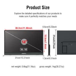 14 Inch Portable Touch Monitor Non-touch Optional 16:10 400cd/m2 Gaming Computer Expand Display For XBox PS4/5 Switch Loptop