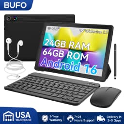 BUFO KB10L 10.1 Inch A333 Octa Core Tablet 24GB(3+21G) RAM 64GB ROM Android 16 1280*800 LCD Screen 6000mAh Battery 5MP Front 8MP AF Rear Camera Support TF Card Up to 1TB Type-C 2.0 Tablet PC for Study Office Entertainment