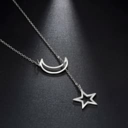 Skyrim Fashion Moon Star Pendant Necklace for Women Stainless Steel Gold Color Chain Choker Minimalist Party Jewelry Gifts