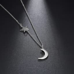 Skyrim Fashion Moon Star Pendant Necklace for Women Stainless Steel Gold Color Chain Choker Minimalist Party Jewelry Gifts