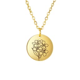 Skyrim Birth Flower Pendant Necklace Women Stainless Steel Flora Gladiolus Poppy Peony Rose Daisy Necklace Personalized Jewelry