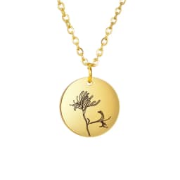 Skyrim Birth Flower Pendant Necklace Women Stainless Steel Flora Gladiolus Poppy Peony Rose Daisy Necklace Personalized Jewelry