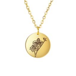 Skyrim Birth Flower Pendant Necklace Women Stainless Steel Flora Gladiolus Poppy Peony Rose Daisy Necklace Personalized Jewelry