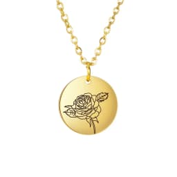 Skyrim Birth Flower Pendant Necklace Women Stainless Steel Flora Gladiolus Poppy Peony Rose Daisy Necklace Personalized Jewelry