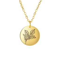 Skyrim Birth Flower Pendant Necklace Women Stainless Steel Flora Gladiolus Poppy Peony Rose Daisy Necklace Personalized Jewelry
