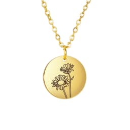 Skyrim Birth Flower Pendant Necklace Women Stainless Steel Flora Gladiolus Poppy Peony Rose Daisy Necklace Personalized Jewelry