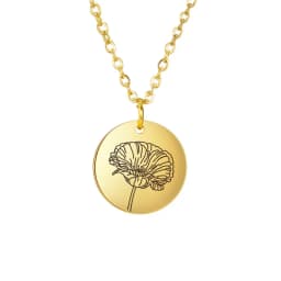 Skyrim Birth Flower Pendant Necklace Women Stainless Steel Flora Gladiolus Poppy Peony Rose Daisy Necklace Personalized Jewelry