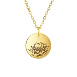 Skyrim Birth Flower Pendant Necklace Women Stainless Steel Flora Gladiolus Poppy Peony Rose Daisy Necklace Personalized Jewelry