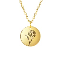 Skyrim Birth Flower Pendant Necklace Women Stainless Steel Flora Gladiolus Poppy Peony Rose Daisy Necklace Personalized Jewelry