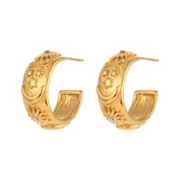 E.B.belle Classical Vintage Women Gold Plated Jewelry Set Chunky Statement Earring Rings India Dubai Gold Jewelry Accessories