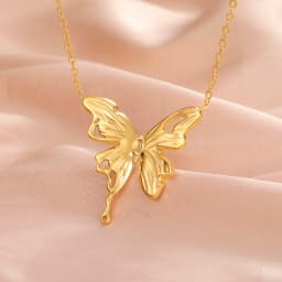 Skyrim Butterfly Pendant Necklace Stainless Steel Gold Color Women's Chain Choker Fashion Animal Jewelry New Year Gift Wholesale