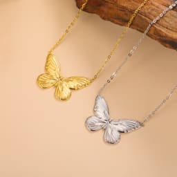Skyrim Butterfly Pendant Necklace Stainless Steel Gold Color Women's Chain Choker Fashion Animal Jewelry New Year Gift Wholesale