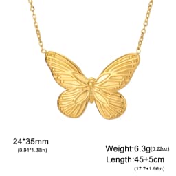 Skyrim Butterfly Pendant Necklace Stainless Steel Gold Color Women's Chain Choker Fashion Animal Jewelry New Year Gift Wholesale